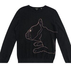 Ted Baker Size 4 Small Black Dog Sweater French Bulldog Boston Terrier Woof